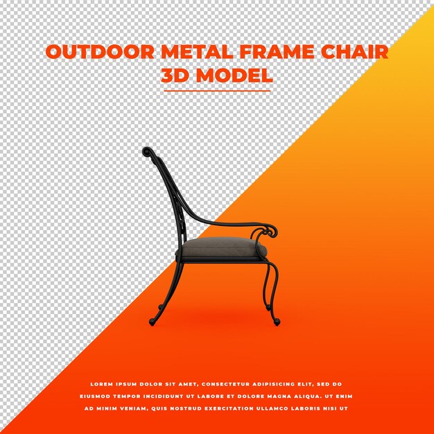 Silla de marco de metal al aire libre modelo aislado 3d