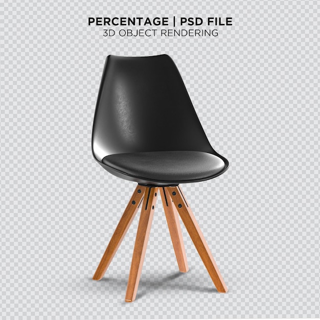 Silla moderna 3d silla de comedor color negro aislado