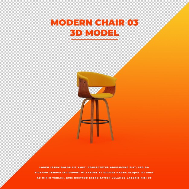 Silla moderna amarilla modelo aislado 3d