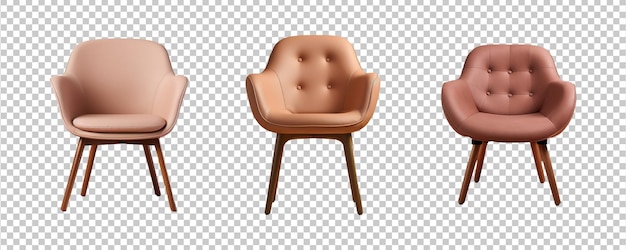 PSD silla moderna marrón sobre fondo transparente