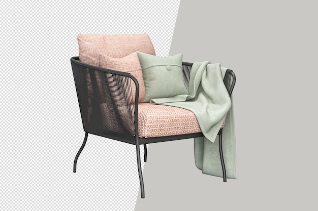 Silla moderna en renderización en 3D
