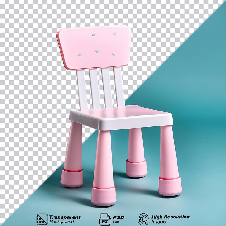 PSD silla de niño rosa aislada sobre un fondo transparente
