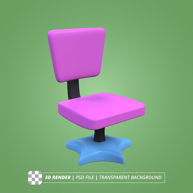 Silla de oficina 3d render fondo transparente