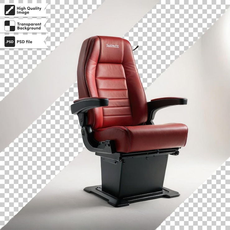 PSD silla de oficina de cuero psd en fondo transparente con capa de máscara editable