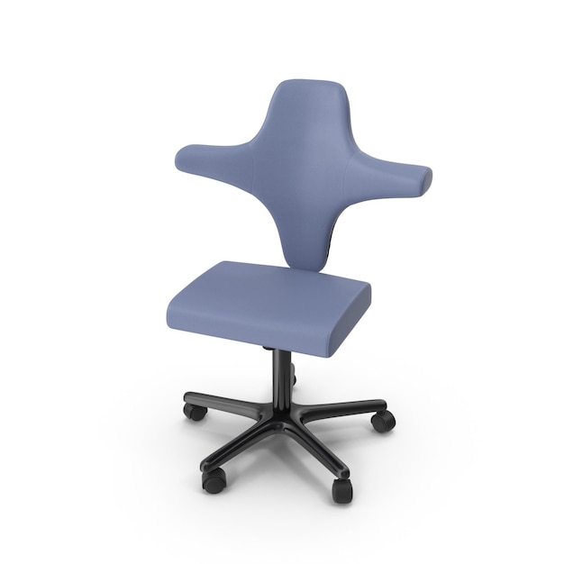 Silla de oficina ergonómica azul con un diseño único de respaldo