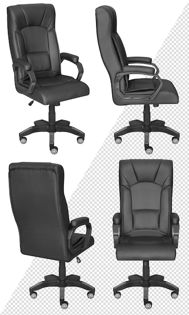 Silla de ordenador de oficina para la cabeza. Aislado del fondo. Vista desde diferentes lados