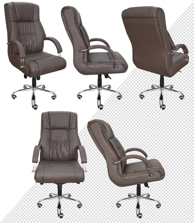 Silla de ordenador de oficina para la cabeza. Aislado del fondo. Vista desde diferentes lados