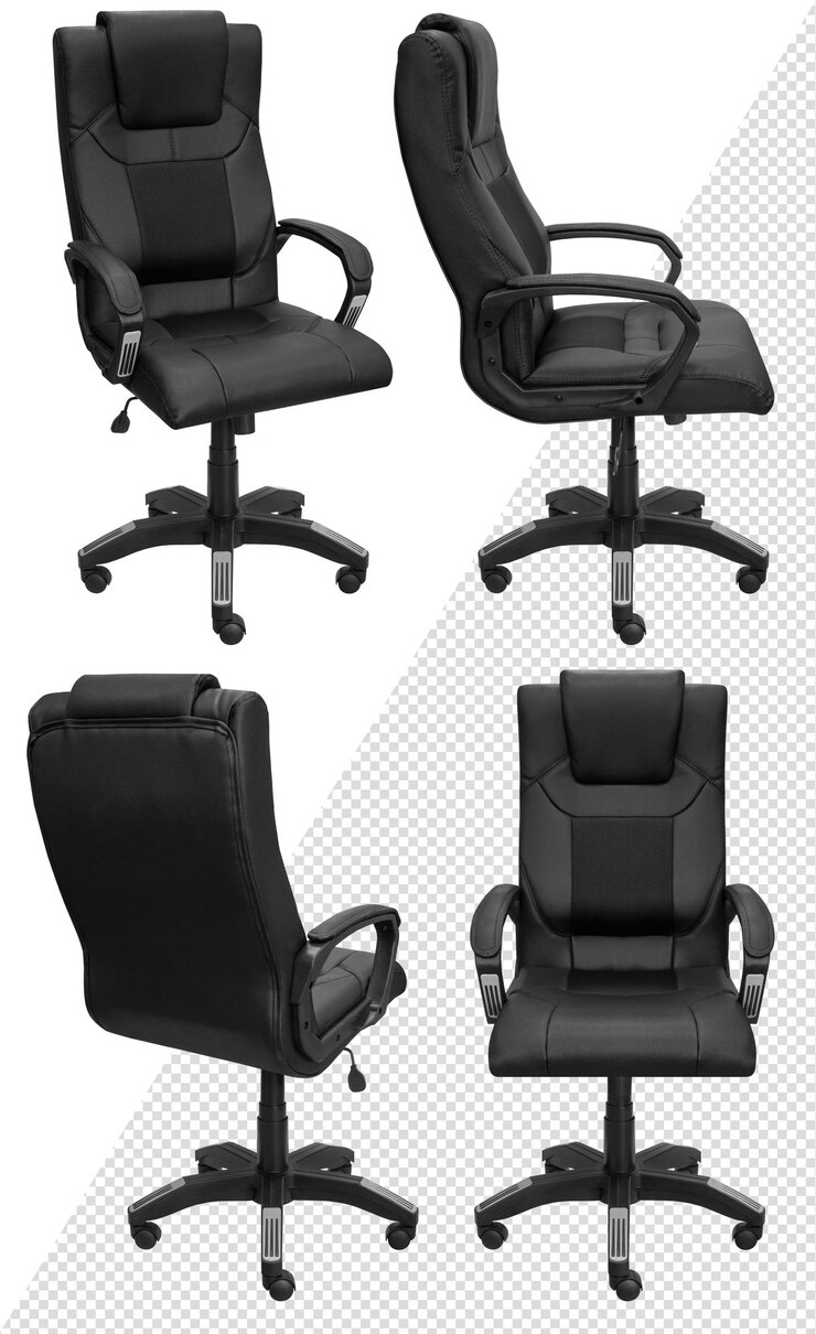 Silla de ordenador de oficina para la cabeza. Aislado del fondo. Vista desde diferentes lados