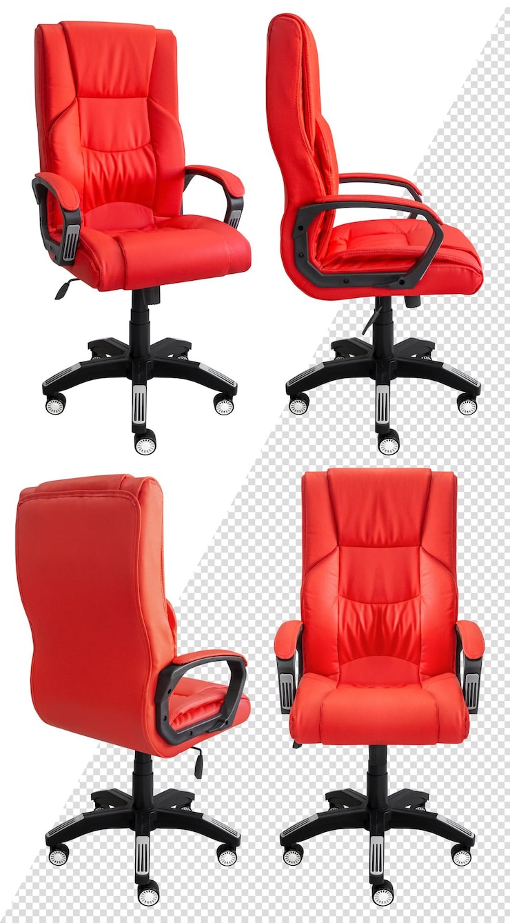 Silla de ordenador de oficina para la cabeza. Aislado del fondo. Vista desde diferentes lados