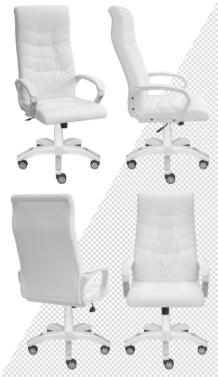 Silla de ordenador de oficina para la cabeza. Aislado del fondo. Vista desde diferentes lados