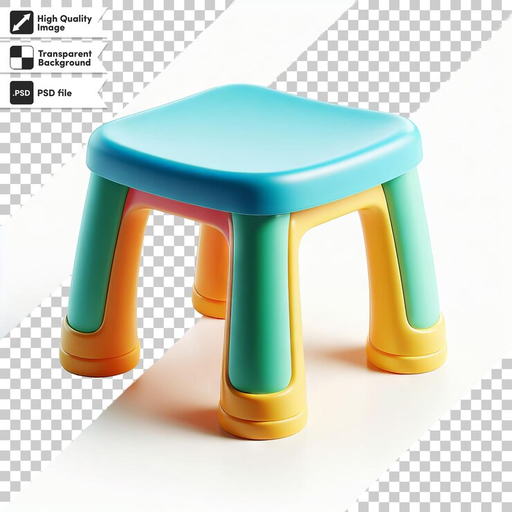 PSD silla de plástico psd para niños en fondo transparente con capa de máscara editable