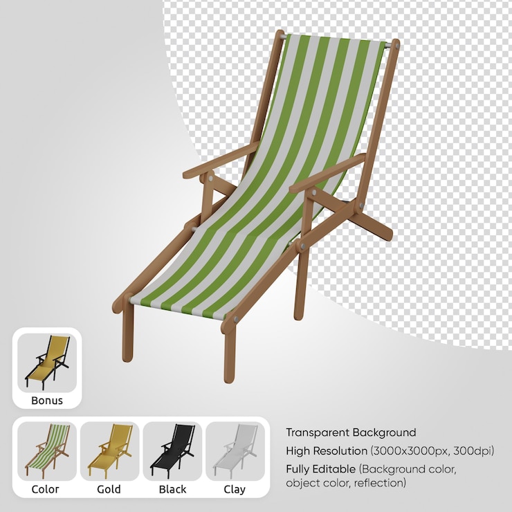 PSD silla de playa 3d