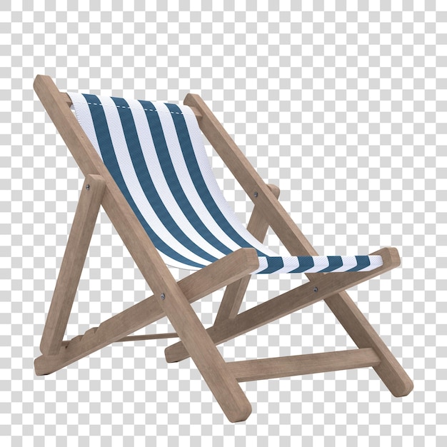 Silla de playa aislada sobre fondo blanco Ilustración de renderizado 3D