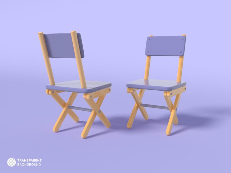 PSD silla plegable, icono, aislado, 3d, render, ilustración