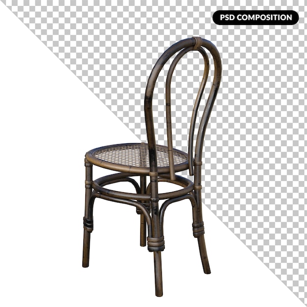 La silla de rattan está alterada en 3D.