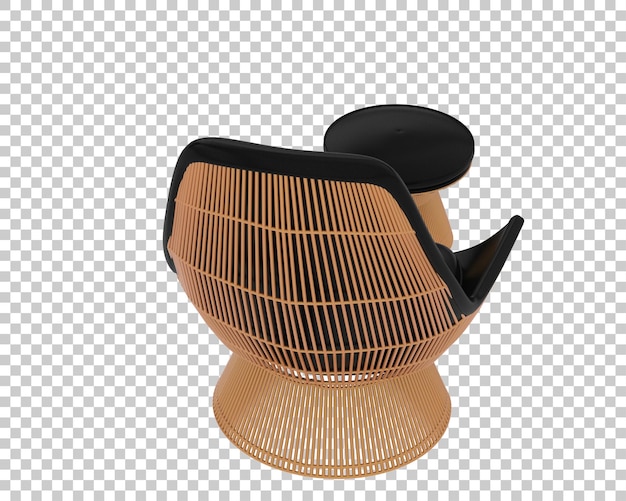 Silla de rattan moderna de mediados de siglo con otomano