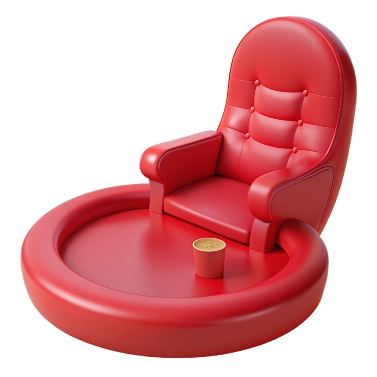 PSD una silla roja con un anillo de oro alrededor de la esquina