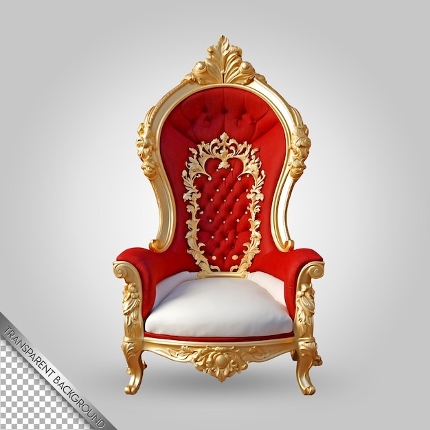 PSD una silla roja y dorada con un corazón en la parte superior