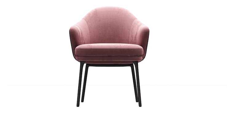PSD silla rosa moderna y de lujo con patas de madera negra aisladas sobre un fondo blanco furniture collecti