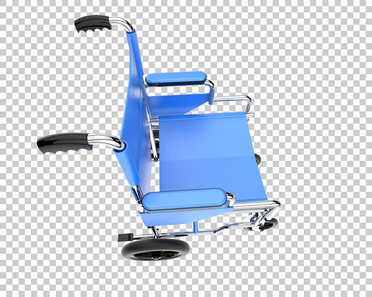 PSD silla de ruedas de hospital aislada en el fondo ilustración de renderización en 3d