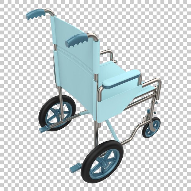 PSD silla de ruedas de hospital aislada sobre fondo transparente ilustración de renderizado 3d