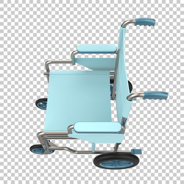 PSD silla de ruedas de hospital aislada sobre fondo transparente ilustración de renderizado 3d