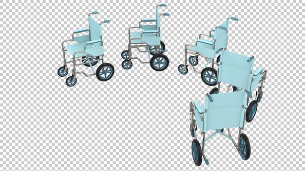 PSD silla de ruedas de hospital aislada sobre fondo transparente ilustración de renderizado 3d