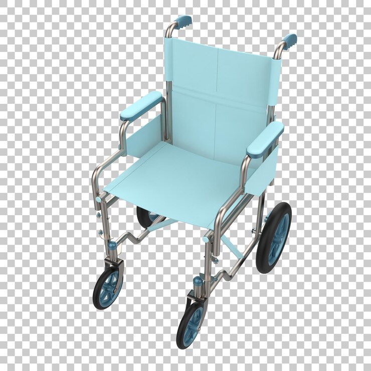 PSD silla de ruedas de hospital sobre fondo transparente ilustración de renderizado 3d