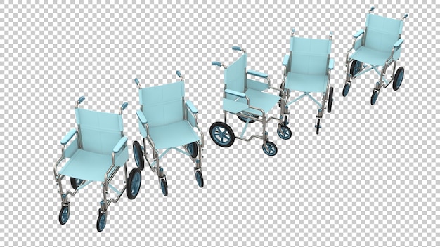 Silla de ruedas de hospital sobre fondo transparente Ilustración de renderizado 3d