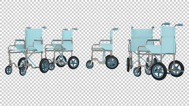 Silla de ruedas de hospital sobre fondo transparente Ilustración de renderizado 3d
