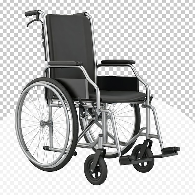 Silla de ruedas manual clásica sobre un fondo transparente