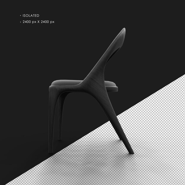 Silla de salón de madera natural negra oscura y realista aislada lado izquierdo