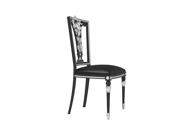 Silla vintage clásica sobre fondo blanco Sillas de cuero negro de lujo Colección de muebles