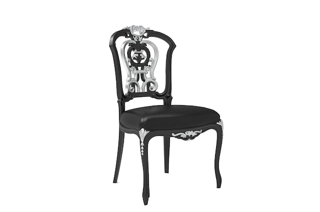 PSD silla vintage clásica sobre fondo blanco sillas de cuero negro de lujo colección de muebles