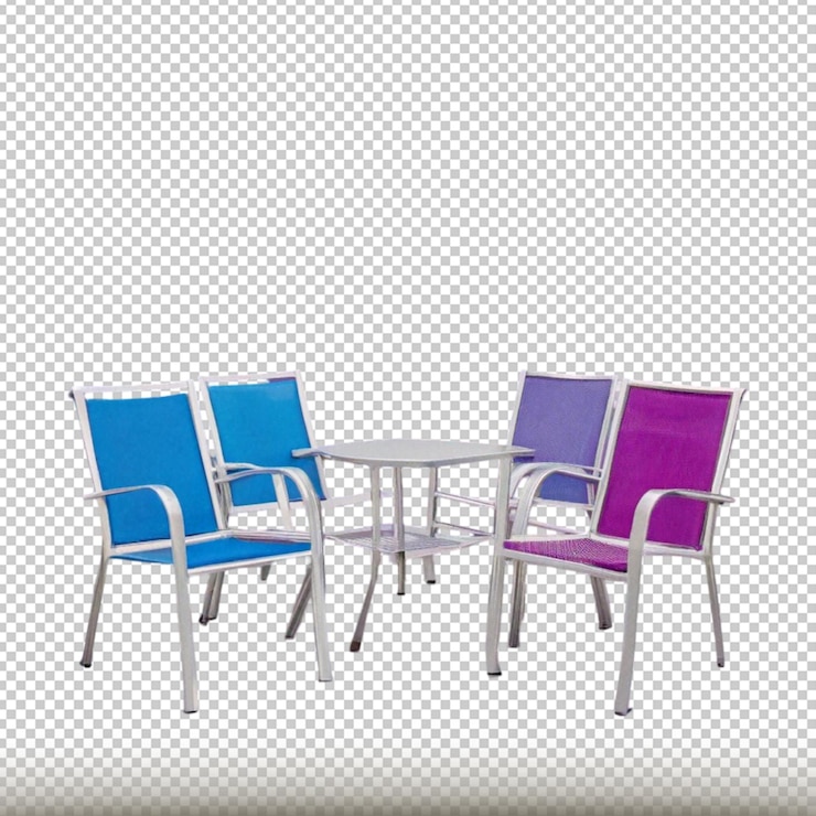 PSD sillas de muebles con mesa aislada sobre un fondo transparente