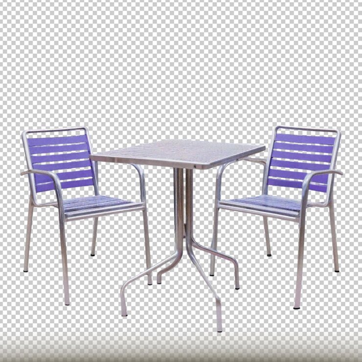 PSD sillas de muebles con mesa aislada sobre un fondo transparente