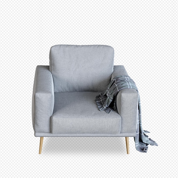 Sillón aislado en renderizado 3d