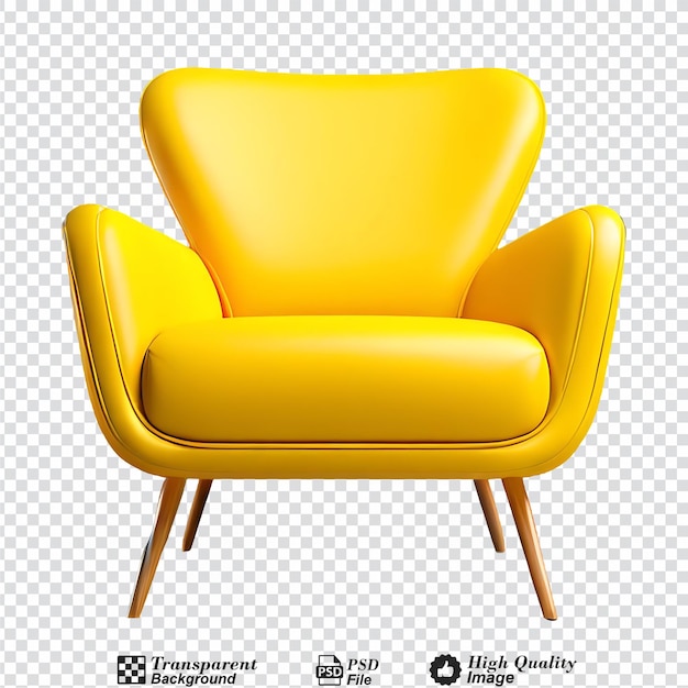 Sillón amarillo moderno aislado sobre un fondo transparente