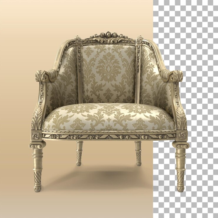PSD sillón antiguo clásico de lujo para su interior de diseño de activos