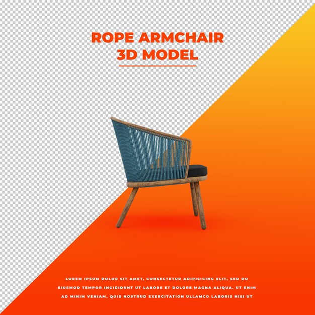 Sillón de cuerda modelo aislado 3d