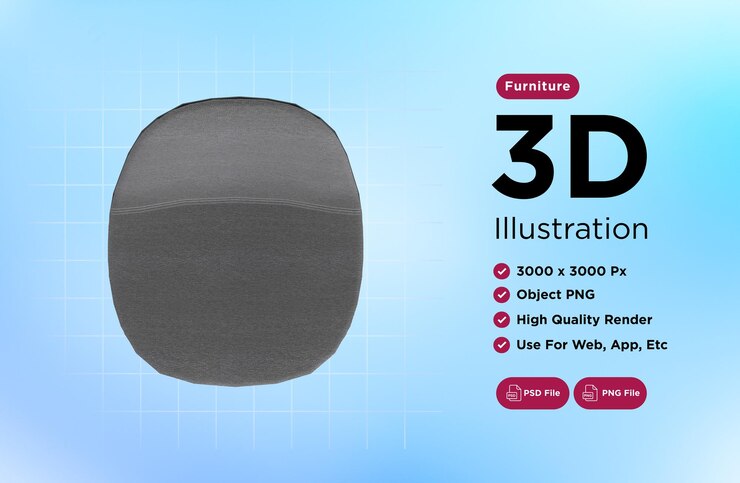 PSD sillón para el hogar y la oficina en un objeto aislado de fondo transparente png representación 3d