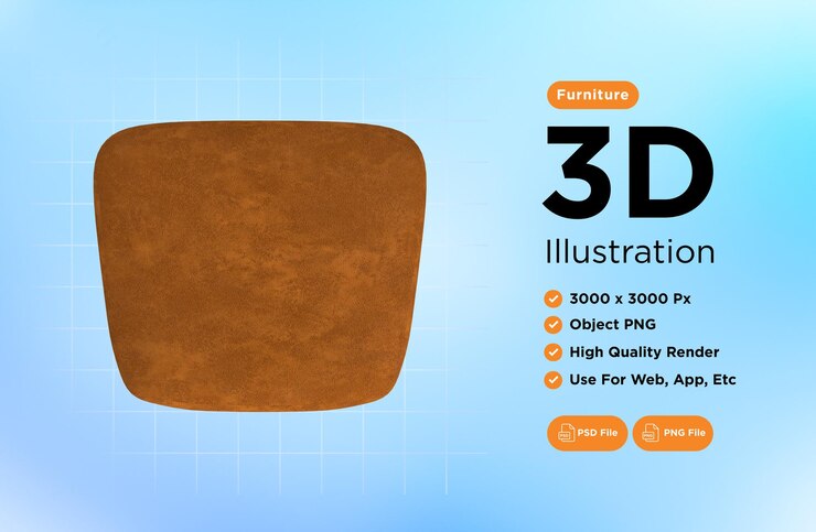 PSD sillón para el hogar y la oficina en un objeto aislado de fondo transparente png representación 3d