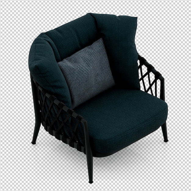 Sillón isométrico 3d render aislado