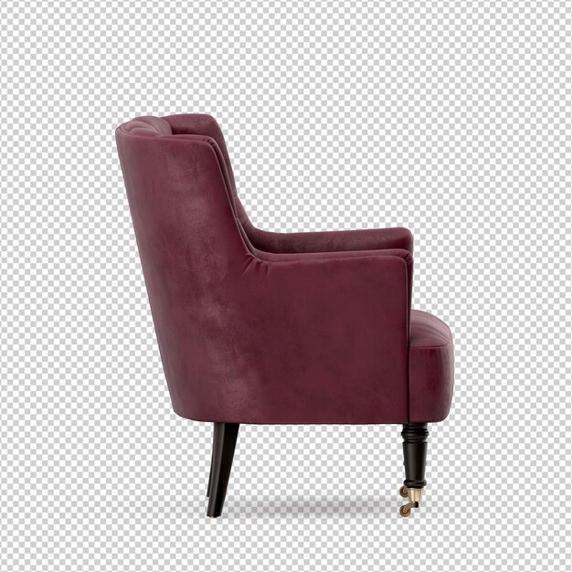 Sillón isométrico 3d render aislado