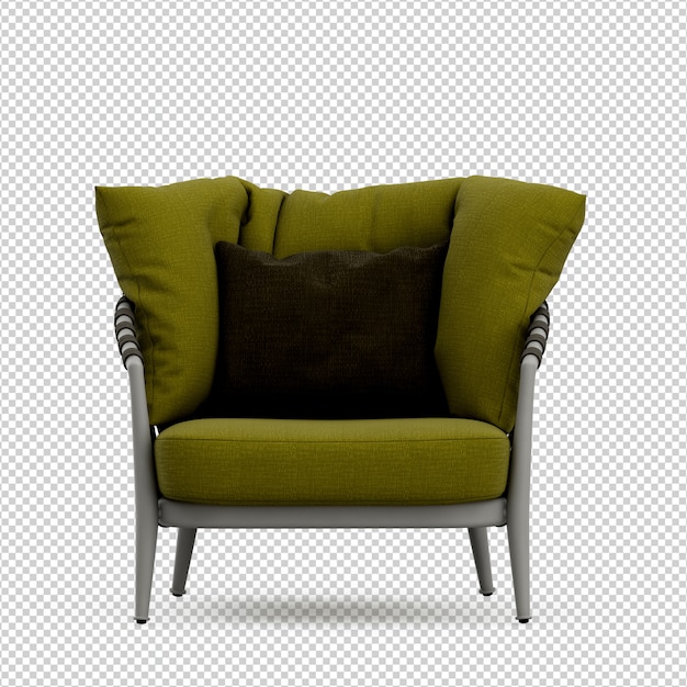 Sillón isométrico 3D render aislado