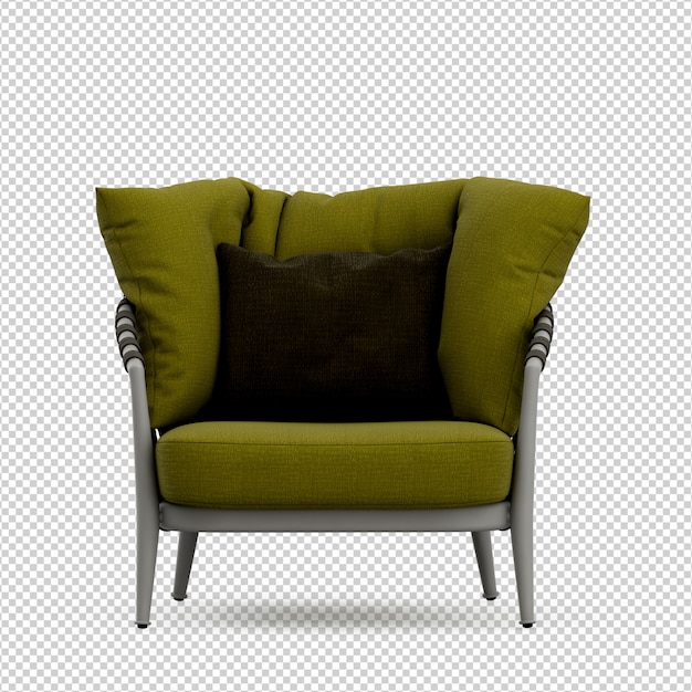 Sillón isométrico 3d render aislado