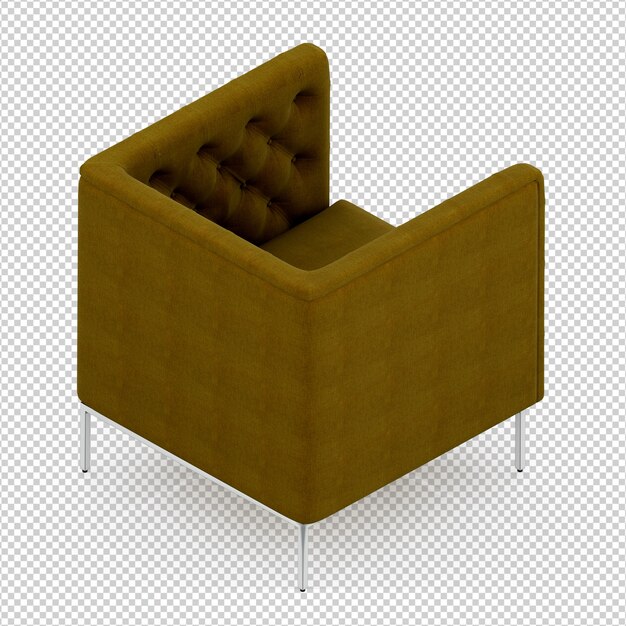 Sillón isométrico 3D render aislado