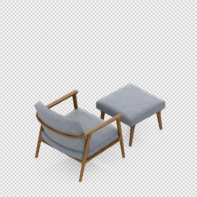 Sillón isométrico 3d render aislado