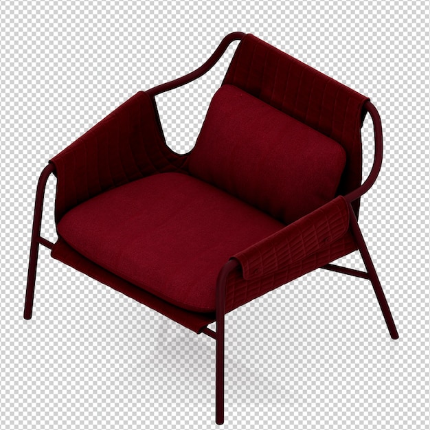 Sillón isométrico 3d render aislado