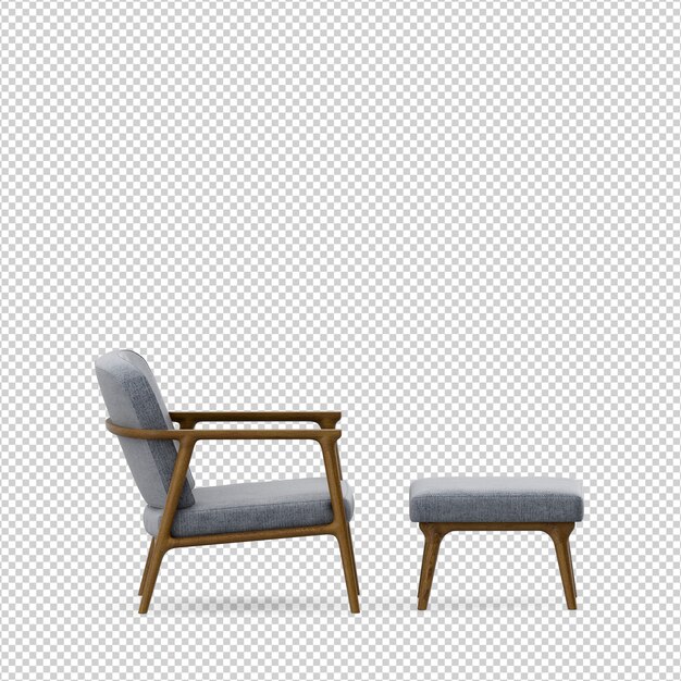 Sillón isométrico 3d render aislado